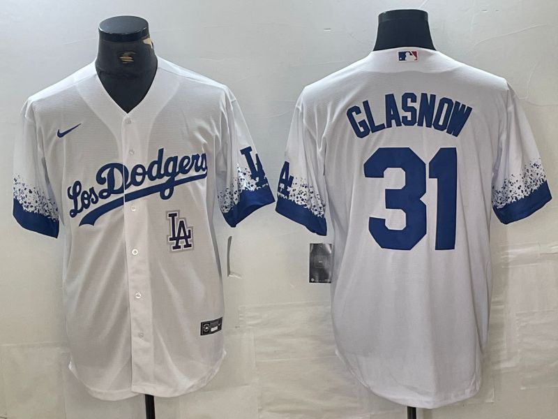 Men Los Angeles Dodgers 31 Glasnow White City Edition 2024 Nike Game MLB Jersey style 5